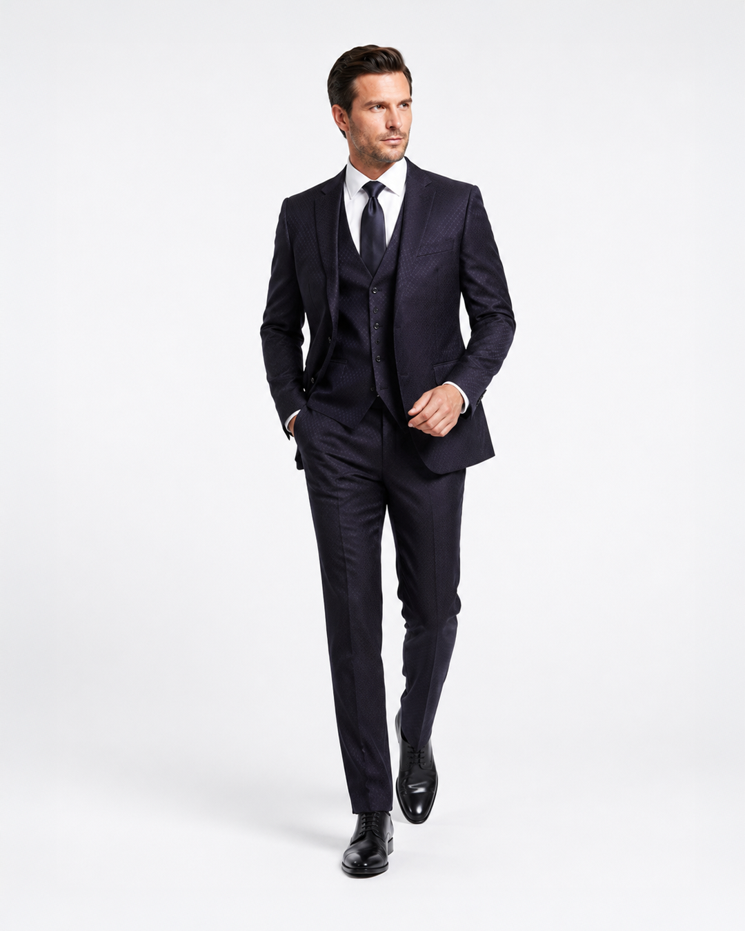 Black Patterned Evening Suit