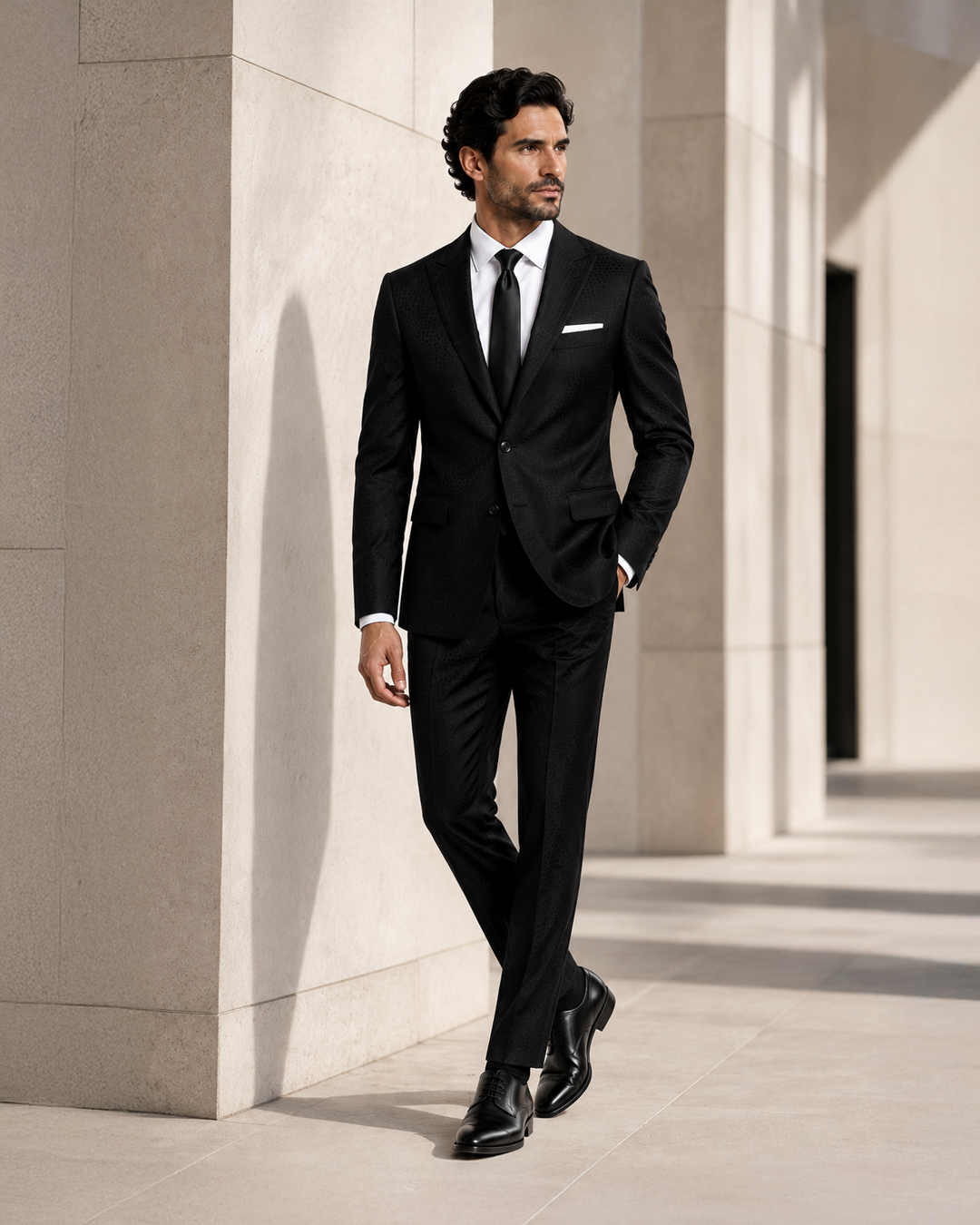 Black Peak Lapel Formal Suit