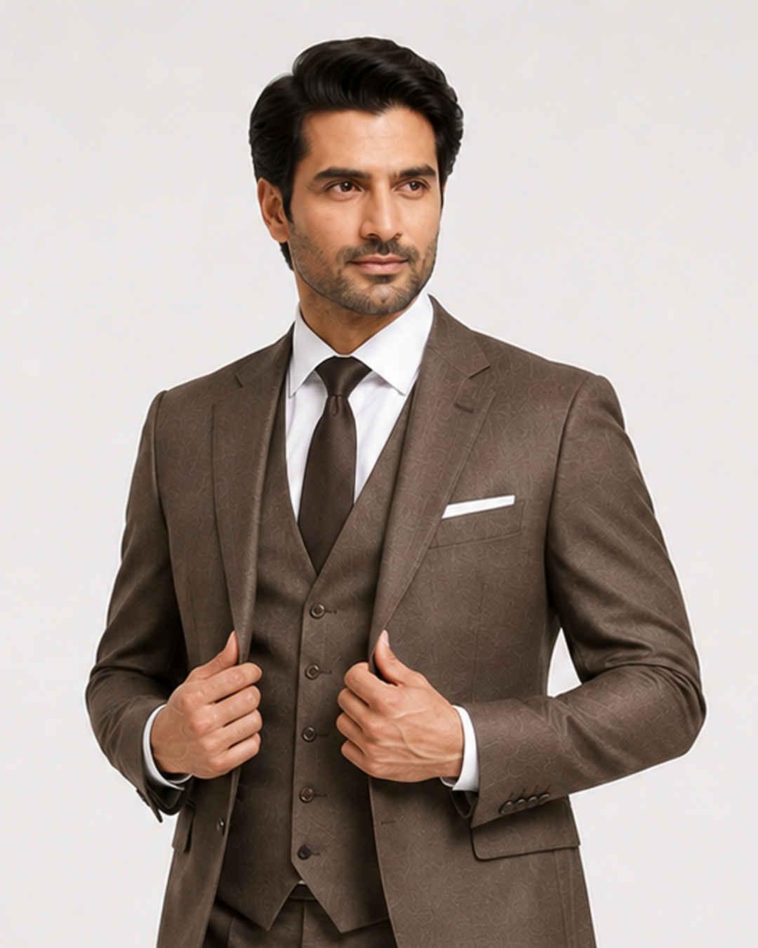 Brown Three-Piece Formal Suit