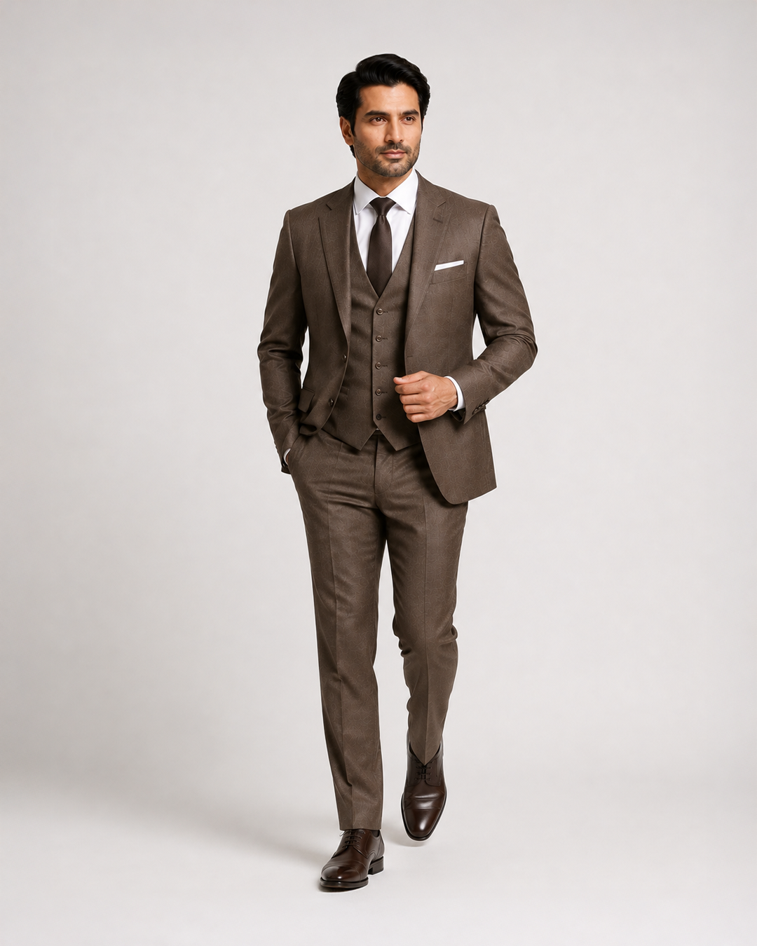 Brown Three-Piece Formal Suit