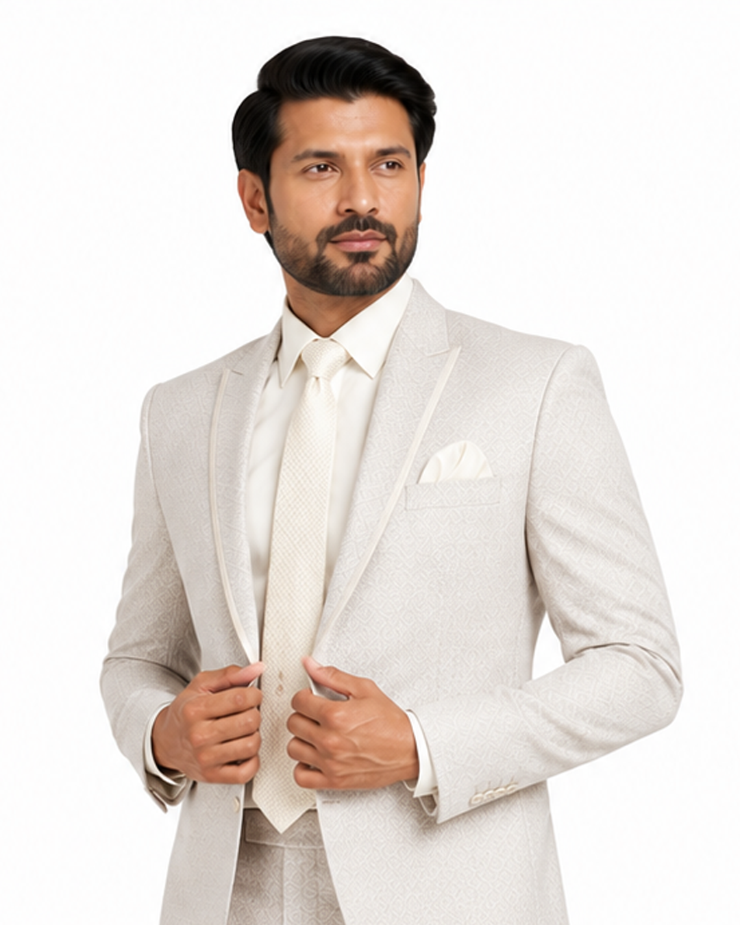 Ivory Pattern Wedding Suit