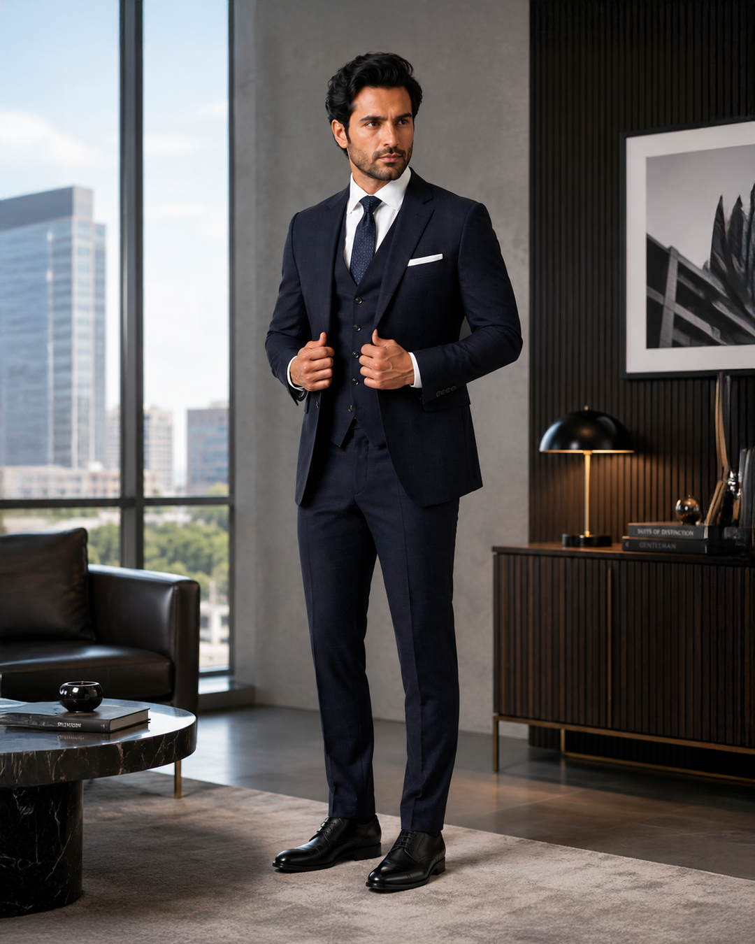 Navy Three-Piece Business Suit
